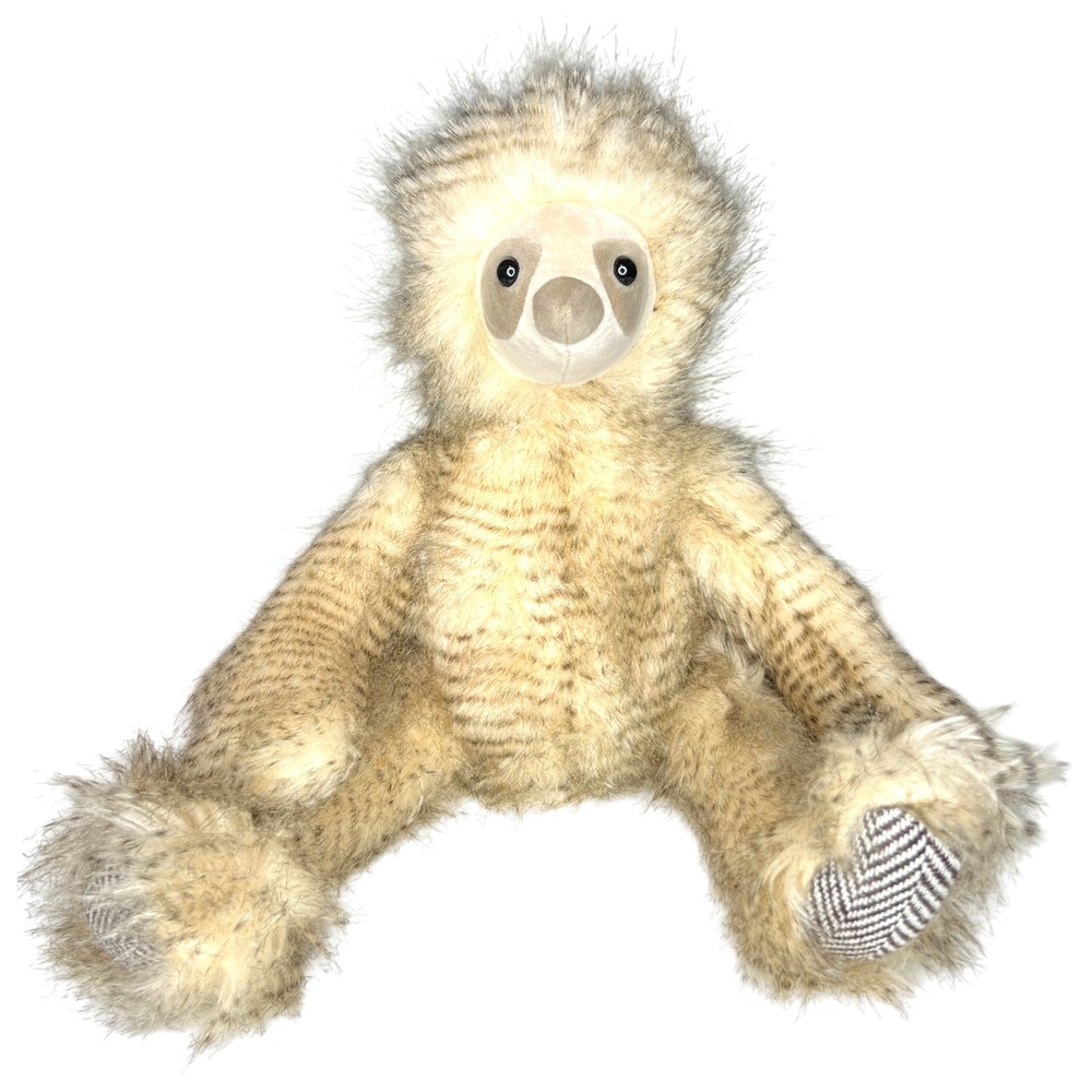 Realistic Faux Striped Fur Sloth Body Warmer Weighted Brown Tan Plush Animal‎